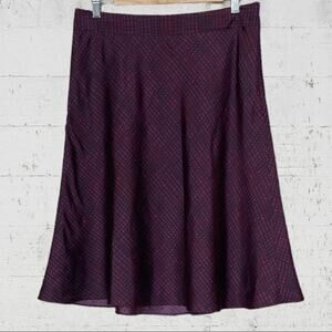 MARTIN + OSA Maroon Red Geometric 100% Silk Knee-Length A-Line Skirt Size 10